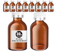ZHANXUBIO Frascos vacíos estériles con el puerto de inyección de autocuración y el casquillo plástico de aluminio, paquete estéril (30ml ámbar 10PCS del ámbar)
