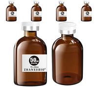 ZHANXUBIO Viales estériles vacíos con puerto de inyección autorreparable y tapa de plástico de aluminio, paquete estéril (50 ml ámbar, 6 piezas)