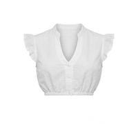ZHAOCAI Blusa tirolesa para mujer, color blanco para Oktoberfest, blusa tirolesa de encaje, manga corta, cuello en V, blusa de cerveza, fiesta bávara, S-XXL, Blanco, XXL