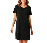 ZHAOCAI Camisón Mujer Manga Corta 100% Modal Mi-Largo Camisónes Mujer Verano Comodidad Holgado Camisa de Dormir Cómoda Bolsillo Ropa de Casa Vestido Dormir Mujer (M)