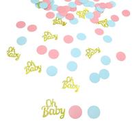 ZHAOCI Gender Reveal Party Deko, Babyparty Deko Girl Boy, 100 unidades Baby Shower Colorido Confeti Decorativo, Confeti con purpurina para decoración de fiestas de bebé, (redondo, rosa y azul)