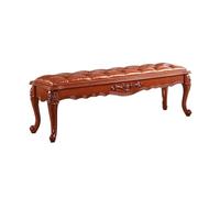 Zhaoj24-05 Banco para Sala de Estar y Dormitorio Banco Decorativo del Dormitorio Retro marrón Banco de cabecera Simple de Madera Banco Exclusivo del sofá del Cuero de la PU Banco al Final de la Cama