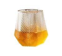 Zhaoj24-05 Copa de vidrio Vasos de vidrio transparente con relieve 9 oz, vasos borosilicato hechos a mano for beber agua, leche, jugo, té helado y cócteles
