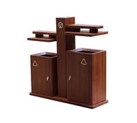 Zhaoj24-05 Cubos de basura para exteriores Cubo de basura metal imitación madera, cubo doble for uso público al aire libre