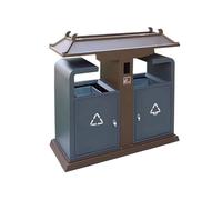Zhaoj24-05 Cubos de basura para exteriores Papelera antigua de imitación, metal, for exteriores, con doble caja, for uso público