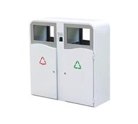 Zhaoj24-05 Cubos de basura para exteriores Papelera de acero inoxidable esmaltada al horno, doble for exteriores, for calle