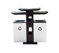 Zhaoj24-05 Cubos de basura para exteriores Papelera de acero inoxidable estilo chino retro doble caja for exteriores y zonas públicas