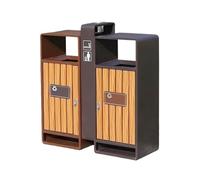 Zhaoj24-05 Cubos de basura para exteriores Papelera de acero inoxidable y plástico, madera, for zonas públicas fumadores al aire libre