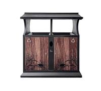 Zhaoj24-05 Cubos de basura para exteriores Papelera de exterior china imitación madera, estilo retro, metal y con doble caja