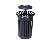 Zhaoj24-05 Cubos de basura para exteriores Papelera de exterior gran capacidad calada con cenicero, metal, 50 l(Negro)