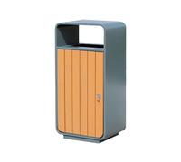 Zhaoj24-05 Cubos de basura para exteriores Papelera de madera y plástico acero inoxidable for exteriores, hoteles, comercios calles