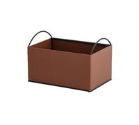 Zhaoj24-05 Estantería Caja de Almacenamiento Libros Multiusos Hierro y Cuero con Asas, Caja organizadora Registros(Bruin)