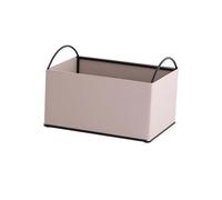 Zhaoj24-05 Estantería Caja de Almacenamiento Libros Multiusos Hierro y Cuero con Asas, Caja organizadora Registros(Beige)