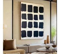 ZHAOLIN Arte de pared escandinavo abstracto negro Wabi Sabi minimalista, pintura en lienzo con fondo beige claro para decoración del hogar y el dormitorio (21 x 30 x 3 cm/envoltura de lienzo).