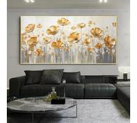 ZHAOLIN Arte de pared vintage clásico escandinavo, tamaño grande, flores amarillas, lienzo, póster, pintura al óleo, decoración para dormitorio, sala de estar, 90x180cm (35x71in) sin marco