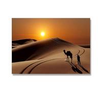 ZHAOLIN Camello con pastor en el desierto del Sahara, paisaje de pared, impresión HD, arte de Marruecos, desierto, pintura en lienzo para decoración del hogar, póster de 30 x 50 cm, sin marco