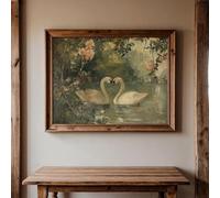 ZHAOLIN Cuadro de cisne vintage con cita en verde salvia, impresión artística, decoración rústica de casa de campo, póster romántico en lienzo para decoración del hogar (70 x 100 cm/sin marco)
