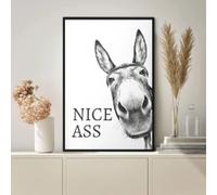 ZHAOLIN Nice Ass Quote Cartel divertido Pintura en lienzo Póster e impresiones de burro vintage Arte de pared para decoración de inodoro Cuadro de baño 40x60 cm (16x24 pulgadas) Sin marco