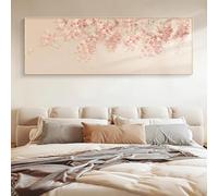 ZHAOLIN Pintura de decoración de dormitorio, pintura de flores rosas, estilo nórdico de madera natural, decoración de pared de habitación, pintura, decoración del hogar, 65x195cm (26x77in) sin marco
