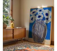 ZHAOLIN Póster de lienzo con diseño de jarrón azul abstracto moderno para decoración de dormitorio, hogar y sala de estar, orientación vertical (40 x 60 x 3 cm/sin marco)