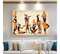 ZHAOLIN Póster impreso en lienzo con retrato de mujer africana vintage, imagen naranja étnica divertida para sala de estar, decoración del hogar, Cuadros 80x120cm (32x47in) sin marco