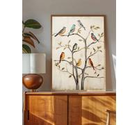 ZHAOLIN Póster vintage de pintura al óleo con un pájaro colorido, una golondrina y un animal, interesante lienzo decorativo para la pared de la sala de estar (60 x 90 cm/sin marco)