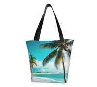 ZHAOLQ Bolsa de hombro ligera con estampado de palmeras de playa, salidas de verano, viajes, senderismo, trabajo, uso casual