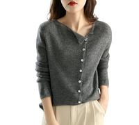 ZHAOMEI Cardigan Mujer Suéter De Punto De Manga Larga Ajustado para Mujer, Abrigo De Punto Ligero De Color Sólido, Chaqueta, Suéter con Botones, Suéter Clásico De Cuello Redondo para Primavera,
