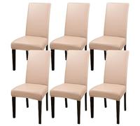 ZhaoQIAN Juego de 2/4/6 Fundas Impermeables de PU for sillas de Comedor: Fundas duraderas for Cocina, Hotel y Restaurante.(Powder,6pack)