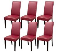 ZhaoQIAN Juego de 2/4/6 Fundas Impermeables de PU for sillas de Comedor: Fundas duraderas for Cocina, Hotel y Restaurante.(Red,6pack)