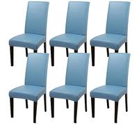 ZhaoQIAN Juego de 2/4/6 Fundas Impermeables de PU for sillas de Comedor: Fundas duraderas for Cocina, Hotel y Restaurante.(Light Blue,6pack)