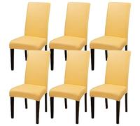 ZhaoQIAN Juego de 2/4/6 Fundas Impermeables de PU for sillas de Comedor: Fundas duraderas for Cocina, Hotel y Restaurante.(Yellow,6pack)