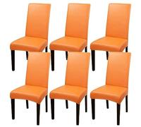 ZhaoQIAN Juego de 2/4/6 Fundas Impermeables de PU for sillas de Comedor: Fundas duraderas for Cocina, Hotel y Restaurante.(Orange,6pack)