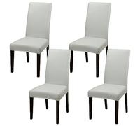 ZhaoQIAN Juego de 2/4/6 Fundas Impermeables de PU for sillas de Comedor: Fundas duraderas for Cocina, Hotel y Restaurante.(Light Gray,4pack)