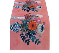 ZHAOQIN Camino De Mesa Camino de Mesa con diseño de florero de Gouache, for el hogar, centros de Mesa for Bodas, decoración de Fiestas, Caminos de Mesa for Comedor, Mantel Largo(1,120-33cm 47-13inch)
