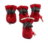 ZHAOQIN Zapatos Perro 4 Unids/Set Zapatos for Perros Impermeables Botas De Lluvia Antideslizantes Cálidas Invierno Calzado Apto for Pequeños Gatos Botines for Cachorros Accesorios(Red,5)