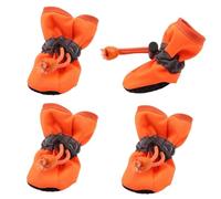 ZHAOQIN Zapatos Perro 4 Unids/Set Zapatos for Perros Impermeables Botas De Lluvia Antideslizantes Calzado Apto for Gatos Pequeños Cachorros Botines(Orange,5)