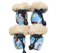 ZHAOQIN Zapatos Perro 4 Unids/Set Zapatos for Perros Impermeables Botas De Lluvia Antideslizantes Cálidas Invierno Calzado Apto for Pequeños Gatos Botines for Cachorros Accesorios(Blue-01,5)