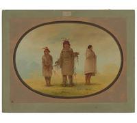 ZHAOSHAN Famoso Arte Impresión Impresion Lienzo a Stone Warriories Sua moglie e un ragazzo di George Catlin para Decoración de Paredes 60x90cm