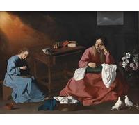 ZHAOSHAN Famoso Arte Impresión Impresion Lienzo Cristo e la Vergine nella casa di Nazaret di Francisco De Zurbaran para Decoración de Paredes 60x90cm