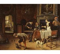 ZHAOSHAN Famoso Arte Impresión Impresion Lienzo Easy Come Easy Go di Jan Havickszoon Steen para la Decoración del Hogar de la Oficina 60x90cm