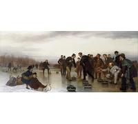 ZHAOSHAN Famoso Arte Impresión Impresion Lienzo Gioco scozzese di curling a Central Park George Brown para la Decoración del Hogar de la Oficina 60x90cm