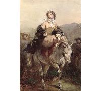 ZHAOSHAN Famoso Arte Impresión Impresion Lienzo Giovane donna a cavallo di Eugene Louis Lami para la Decoración del Hogar de la Oficina 60x90cm