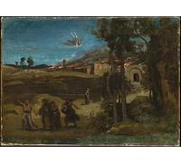 ZHAOSHAN Famoso Arte Impresión Impresion Lienzo la distruzione di Sodoma di Jean Baptiste Camille Corot para Decoración de Paredes 60x90cm