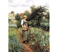 ZHAOSHAN Famoso Arte Impresión Impresion Lienzo nel giardino di Daniel Ridgway Knight para Decoración de Paredes 60x90cm