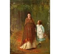 ZHAOSHAN Famoso Arte Impresión Impresion Lienzo nel parco Ritratto della moglie e della figlia - Ivan Nikolayevich Kramskoi para la Decoración del Hogar de la Oficina 60x90cm