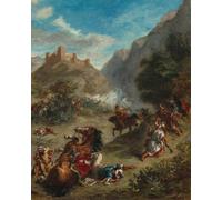 ZHAOSHAN Famoso Arte Impresión Impresion Lienzo Schermaglia Araba Sulle Montagne By Ferdinandeugene Delacroix para la Decoración del Hogar de la Oficina 60x90cm