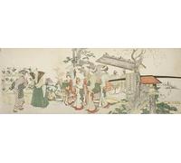 ZHAOSHAN Famoso Arte Impresión Impresion Lienzo un gruppo di giovani donne che entrano nel giardino di un orticoltore di Katsushika Hokusai para la Decoración del Hogar de la Oficina 60x90cm