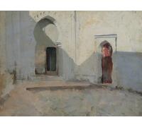 ZHAOSHAN Famoso Cartel del Lienzo Abstracto Cuadro Cortile Tetuan Marocco di John Singer Sargent para Decoración de dormitorio 60x90cm