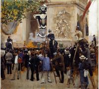 ZHAOSHAN Famoso Cartel del Lienzo Abstracto Cuadro il funerale di Place De L'etoile a giugno di Jean Beraud para Decoración de Paredes 60x90cm